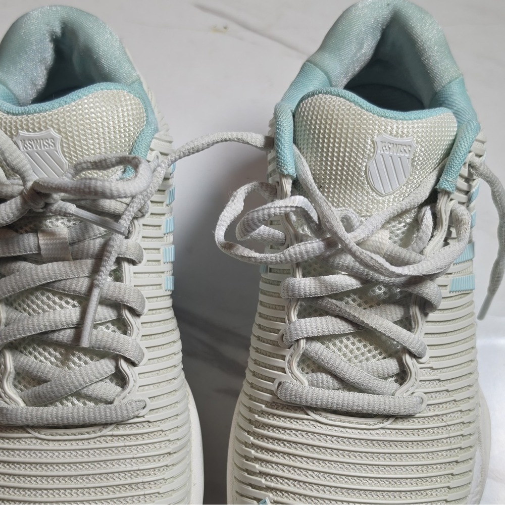 K-Swiss Women's Tennis Shoes Lace-Up Sneakers White/Blue US‎ 6.5 Wide